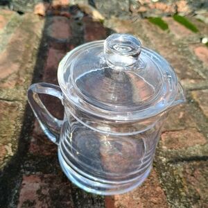 VTG 1950s - 1970s clear glass tea-for-one teapot with lid, tea infusor